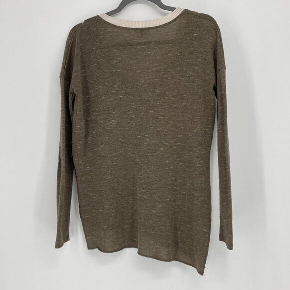 Wilfred heathered brown white vneck Sherbrooke top - Picture 3 of 16